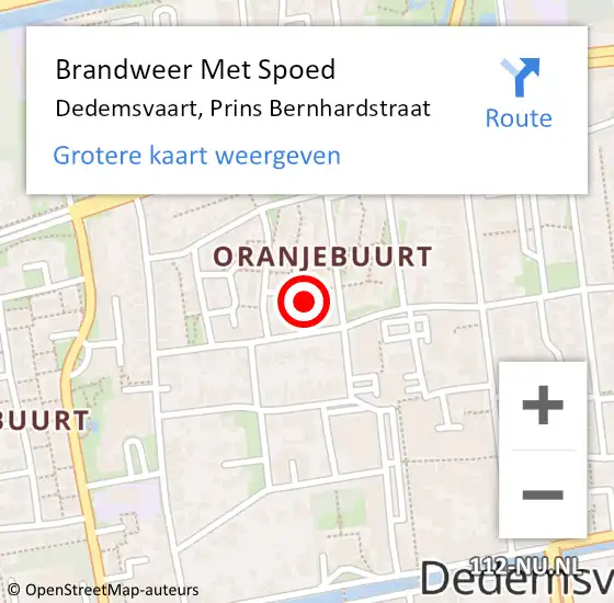 Locatie op kaart van de 112 melding: Brandweer Met Spoed Naar Dedemsvaart, Prins Bernhardstraat op 30 april 2023 19:40