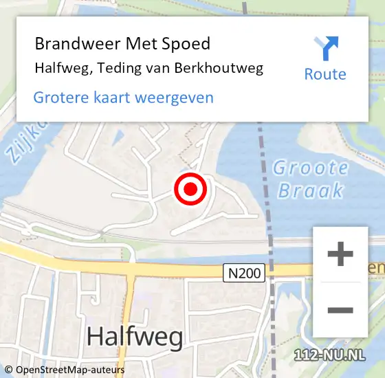 Locatie op kaart van de 112 melding: Brandweer Met Spoed Naar Halfweg, Teding van Berkhoutweg op 30 april 2023 19:44