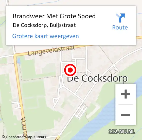 Locatie op kaart van de 112 melding: Brandweer Met Grote Spoed Naar De Cocksdorp, Buijsstraat op 30 april 2023 20:06
