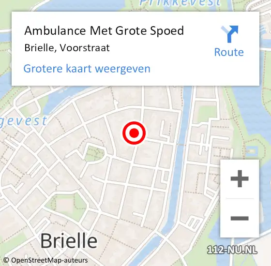 Locatie op kaart van de 112 melding: Ambulance Met Grote Spoed Naar Brielle, Voorstraat op 30 april 2023 20:20