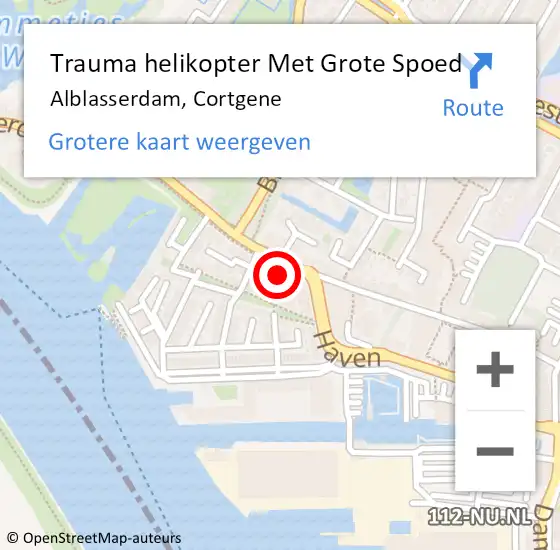 Locatie op kaart van de 112 melding: Trauma helikopter Met Grote Spoed Naar Alblasserdam, Cortgene op 30 april 2023 20:22
