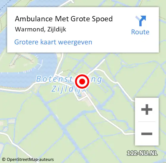 Locatie op kaart van de 112 melding: Ambulance Met Grote Spoed Naar Warmond, Zijldijk op 30 april 2023 20:25