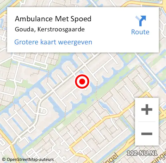 Locatie op kaart van de 112 melding: Ambulance Met Spoed Naar Gouda, Kerstroosgaarde op 30 april 2023 20:50