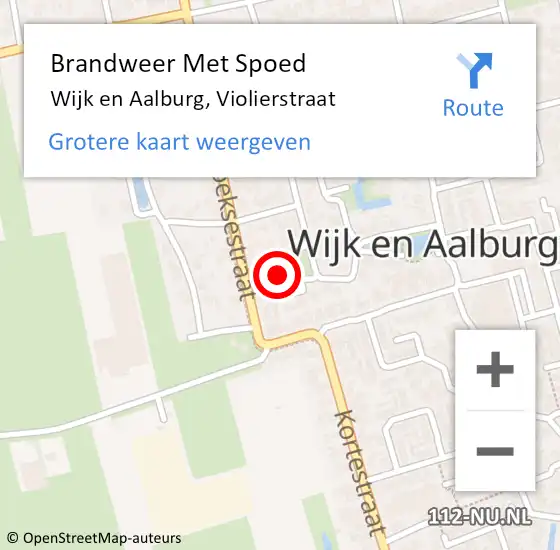 Locatie op kaart van de 112 melding: Brandweer Met Spoed Naar Wijk en Aalburg, Violierstraat op 30 april 2023 21:02