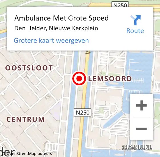 Locatie op kaart van de 112 melding: Ambulance Met Grote Spoed Naar Den Helder, Nieuwe Kerkplein op 30 april 2023 21:40