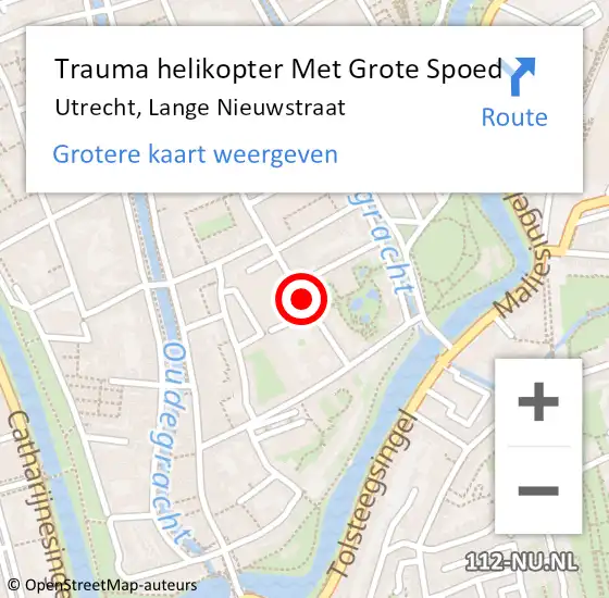 Locatie op kaart van de 112 melding: Trauma helikopter Met Grote Spoed Naar Utrecht, Lange Nieuwstraat op 30 april 2023 21:47