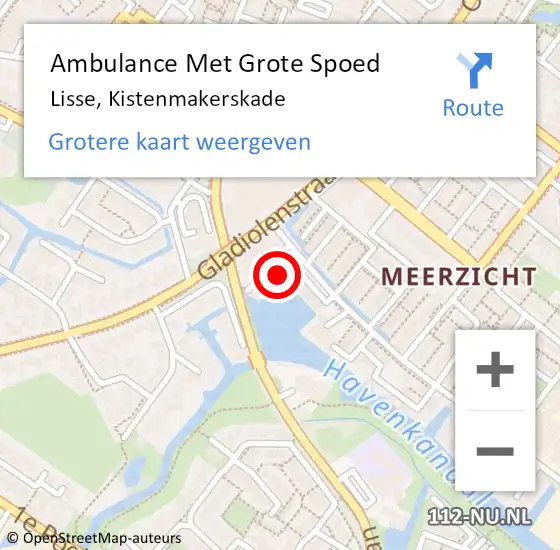 Locatie op kaart van de 112 melding: Ambulance Met Grote Spoed Naar Lisse, Kistenmakerskade op 30 april 2023 22:23