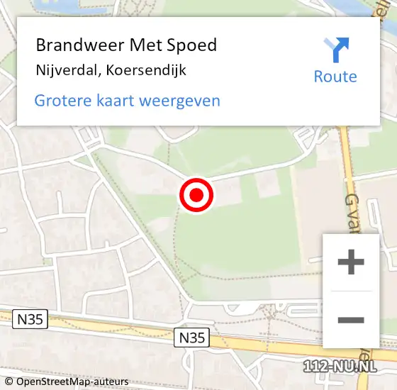Locatie op kaart van de 112 melding: Brandweer Met Spoed Naar Nijverdal, Koersendijk op 30 april 2023 23:34