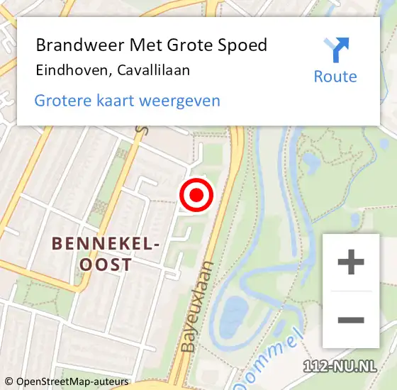 Locatie op kaart van de 112 melding: Brandweer Met Grote Spoed Naar Eindhoven, Cavallilaan op 30 april 2023 23:41