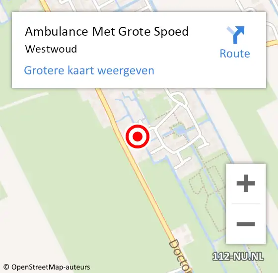 Locatie op kaart van de 112 melding: Ambulance Met Grote Spoed Naar Westwoud op 1 mei 2023 00:58