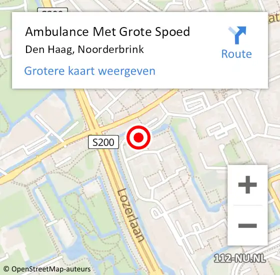 Locatie op kaart van de 112 melding: Ambulance Met Grote Spoed Naar Den Haag, Noorderbrink op 1 mei 2023 01:20