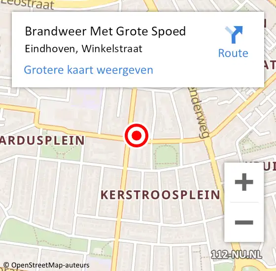 Locatie op kaart van de 112 melding: Brandweer Met Grote Spoed Naar Eindhoven, Winkelstraat op 1 mei 2023 02:03