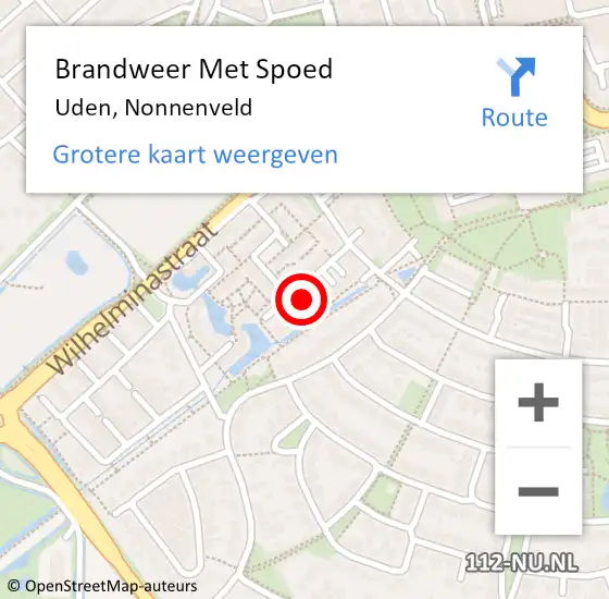 Locatie op kaart van de 112 melding: Brandweer Met Spoed Naar Uden, Nonnenveld op 1 mei 2023 02:27