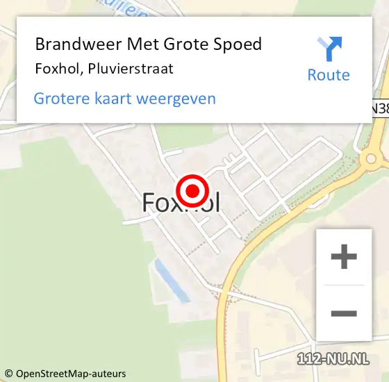 Locatie op kaart van de 112 melding: Brandweer Met Grote Spoed Naar Foxhol, Pluvierstraat op 1 mei 2023 04:11