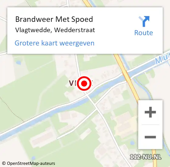 Locatie op kaart van de 112 melding: Brandweer Met Spoed Naar Vlagtwedde, Wedderstraat op 12 oktober 2013 13:26