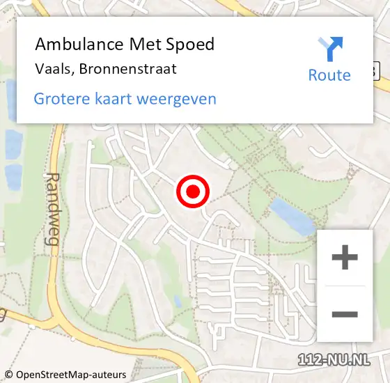 Locatie op kaart van de 112 melding: Ambulance Met Spoed Naar Vaals, Bronnenstraat op 23 augustus 2014 23:40