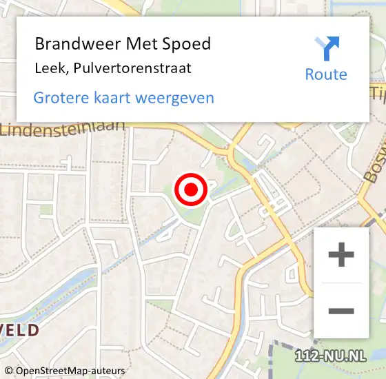 Locatie op kaart van de 112 melding: Brandweer Met Spoed Naar Leek, Pulvertorenstraat op 1 mei 2023 06:33