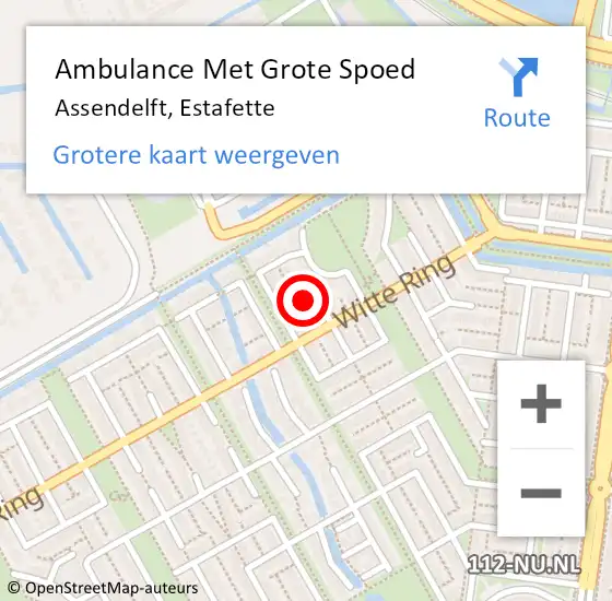 Locatie op kaart van de 112 melding: Ambulance Met Grote Spoed Naar Assendelft, Estafette op 1 mei 2023 06:57