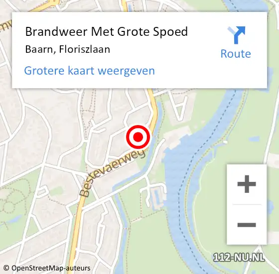 Locatie op kaart van de 112 melding: Brandweer Met Grote Spoed Naar Baarn, Floriszlaan op 1 mei 2023 07:18