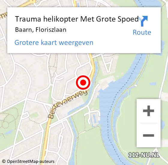 Locatie op kaart van de 112 melding: Trauma helikopter Met Grote Spoed Naar Baarn, Floriszlaan op 1 mei 2023 07:19