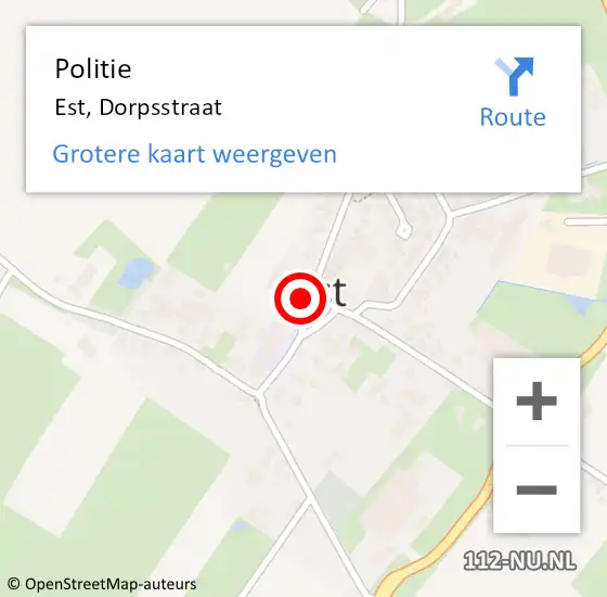 Locatie op kaart van de 112 melding: Politie Est, Dorpsstraat op 1 mei 2023 07:24