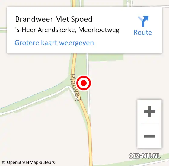 Locatie op kaart van de 112 melding: Brandweer Met Spoed Naar 's-Heer Arendskerke, Meerkoetweg op 1 mei 2023 07:47