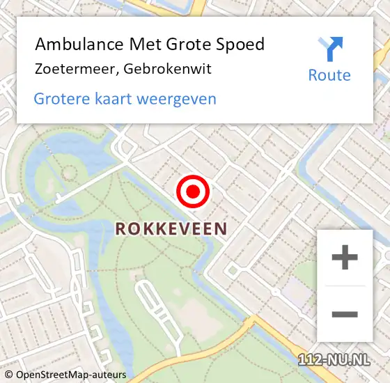 Locatie op kaart van de 112 melding: Ambulance Met Grote Spoed Naar Zoetermeer, Gebrokenwit op 24 augustus 2014 00:03