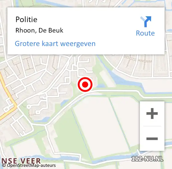 Locatie op kaart van de 112 melding: Politie Rhoon, De Beuk op 1 mei 2023 08:44