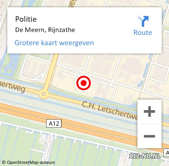 Locatie op kaart van de 112 melding: Politie De Meern, Rijnzathe op 1 mei 2023 09:06