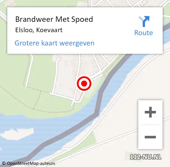 Locatie op kaart van de 112 melding: Brandweer Met Spoed Naar Elsloo, Koevaart op 1 mei 2023 09:47