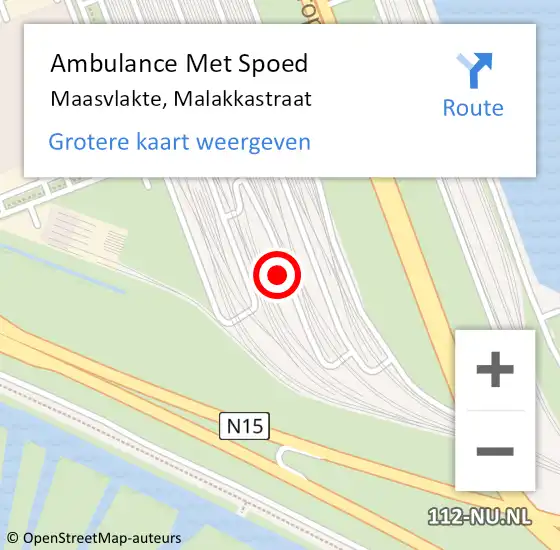 Locatie op kaart van de 112 melding: Ambulance Met Spoed Naar Maasvlakte, Malakkastraat op 1 mei 2023 10:21