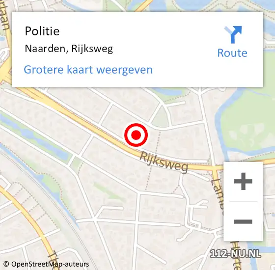 Locatie op kaart van de 112 melding: Politie Naarden, Rijksweg op 1 mei 2023 10:38