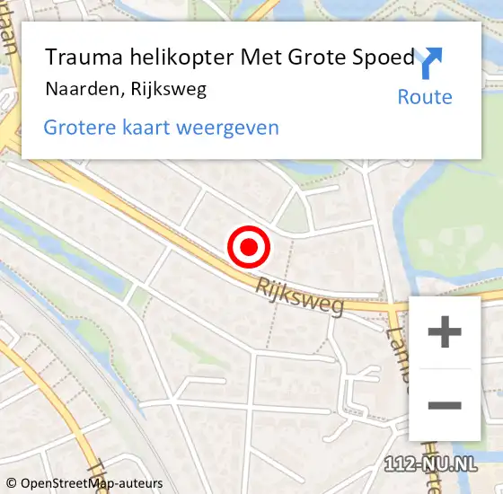 Locatie op kaart van de 112 melding: Trauma helikopter Met Grote Spoed Naar Naarden, Rijksweg op 1 mei 2023 10:39