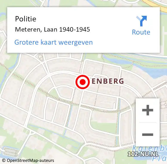 Locatie op kaart van de 112 melding: Politie Meteren, Laan 1940-1945 op 1 mei 2023 10:40