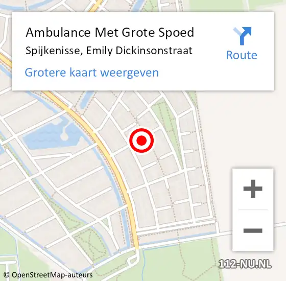 Locatie op kaart van de 112 melding: Ambulance Met Grote Spoed Naar Spijkenisse, Emily Dickinsonstraat op 1 mei 2023 10:52