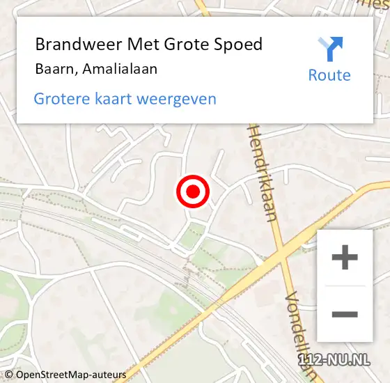 Locatie op kaart van de 112 melding: Brandweer Met Grote Spoed Naar Baarn, Amalialaan op 1 mei 2023 11:20