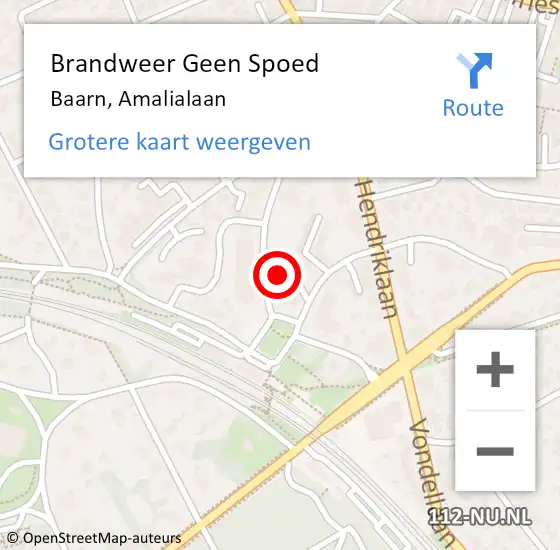 Locatie op kaart van de 112 melding: Brandweer Geen Spoed Naar Baarn, Amalialaan op 1 mei 2023 11:21