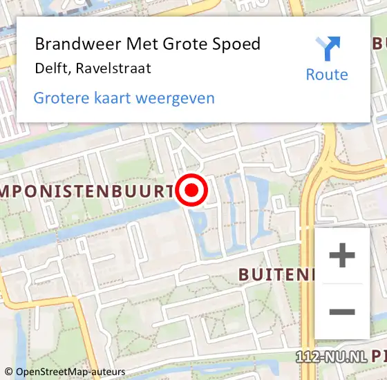 Locatie op kaart van de 112 melding: Brandweer Met Grote Spoed Naar Delft, Ravelstraat op 1 mei 2023 11:49