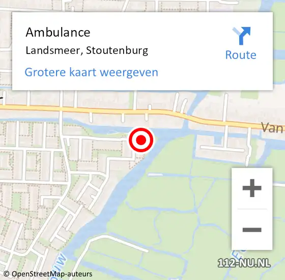 Locatie op kaart van de 112 melding: Ambulance Landsmeer, Stoutenburg op 1 mei 2023 12:17