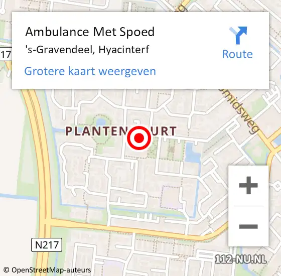 Locatie op kaart van de 112 melding: Ambulance Met Spoed Naar 's-Gravendeel, Hyacinterf op 1 mei 2023 12:22