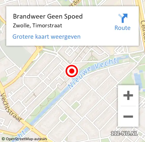 Locatie op kaart van de 112 melding: Brandweer Geen Spoed Naar Zwolle, Timorstraat op 1 mei 2023 13:04