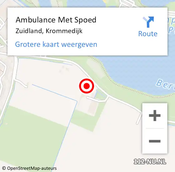 Locatie op kaart van de 112 melding: Ambulance Met Spoed Naar Zuidland, Krommedijk op 1 mei 2023 13:05