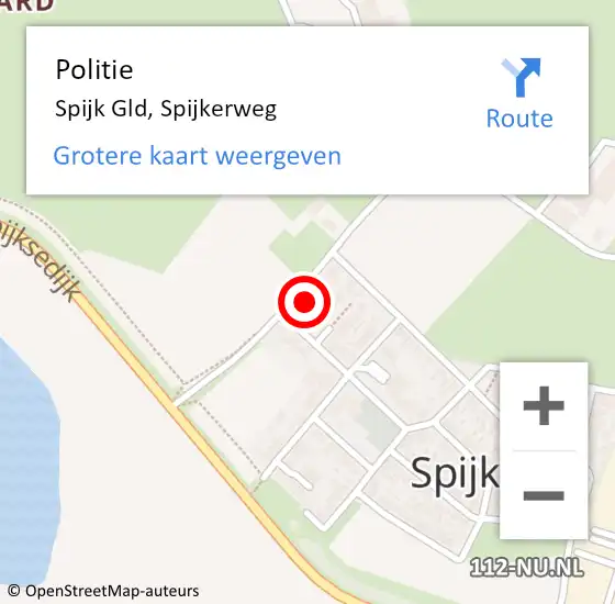 Locatie op kaart van de 112 melding: Politie Spijk Gld, Spijkerweg op 1 mei 2023 13:26