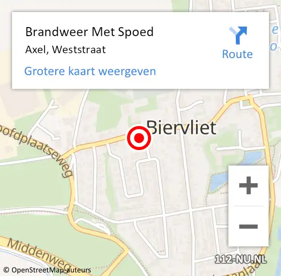 Locatie op kaart van de 112 melding: Brandweer Met Spoed Naar Axel, Weststraat op 1 mei 2023 13:43