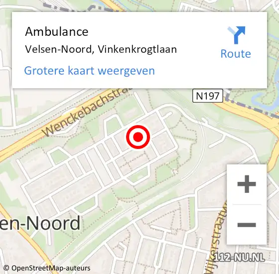 Locatie op kaart van de 112 melding: Ambulance Velsen-Noord, Vinkenkrogtlaan op 1 mei 2023 13:45