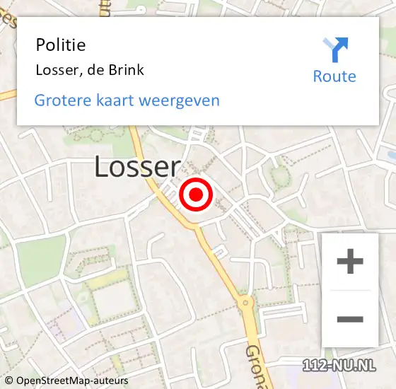 Locatie op kaart van de 112 melding: Politie Losser, de Brink op 1 mei 2023 14:07