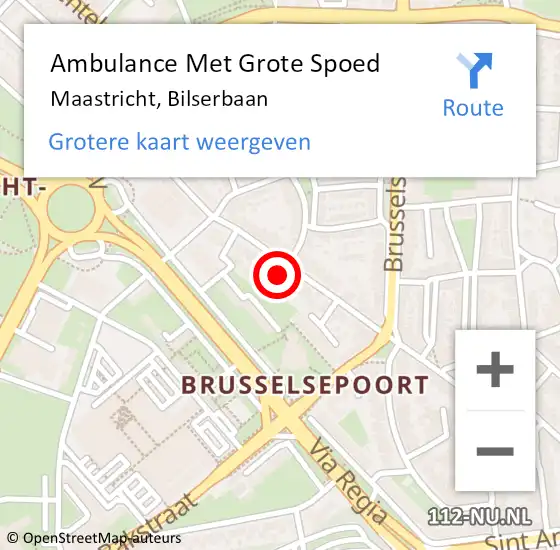 Locatie op kaart van de 112 melding: Ambulance Met Grote Spoed Naar Maastricht, Bilserbaan op 1 mei 2023 14:07