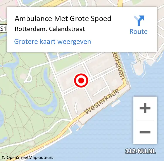Locatie op kaart van de 112 melding: Ambulance Met Grote Spoed Naar Rotterdam, Calandstraat op 1 mei 2023 14:07