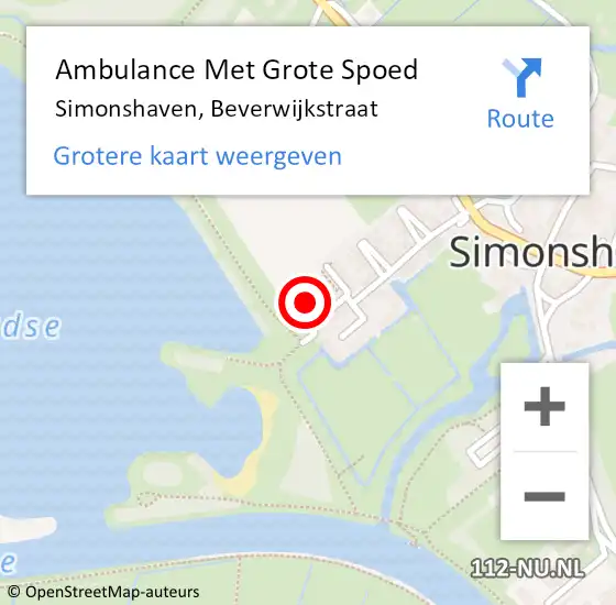 Locatie op kaart van de 112 melding: Ambulance Met Grote Spoed Naar Simonshaven, Beverwijkstraat op 1 mei 2023 14:21