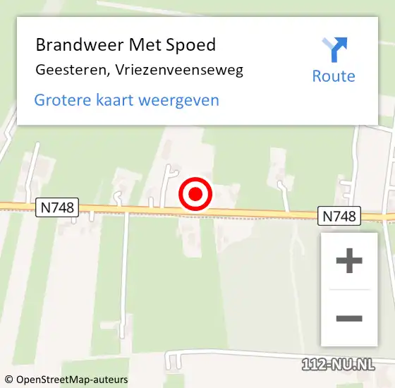 Locatie op kaart van de 112 melding: Brandweer Met Spoed Naar Geesteren, Vriezenveenseweg op 1 mei 2023 14:25
